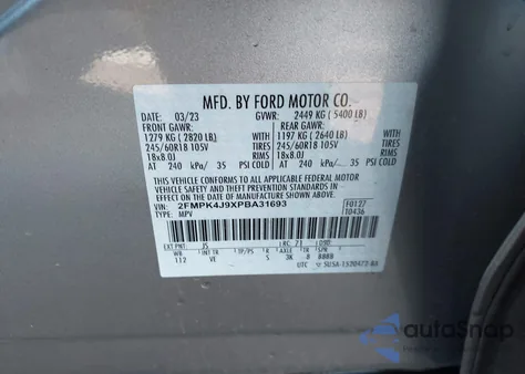 2023 Ford Edge Sel from USA, damaged, VIN 2FMPK4J9XPBA31693